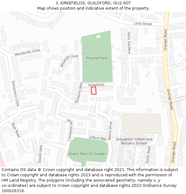 3, KIRKEFIELDS, GUILDFORD, GU2 9GT: Location map and indicative extent of plot