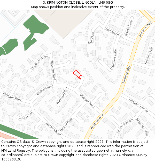 3, KIRMINGTON CLOSE, LINCOLN, LN6 0SG: Location map and indicative extent of plot