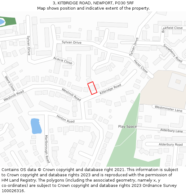 3, KITBRIDGE ROAD, NEWPORT, PO30 5RF: Location map and indicative extent of plot