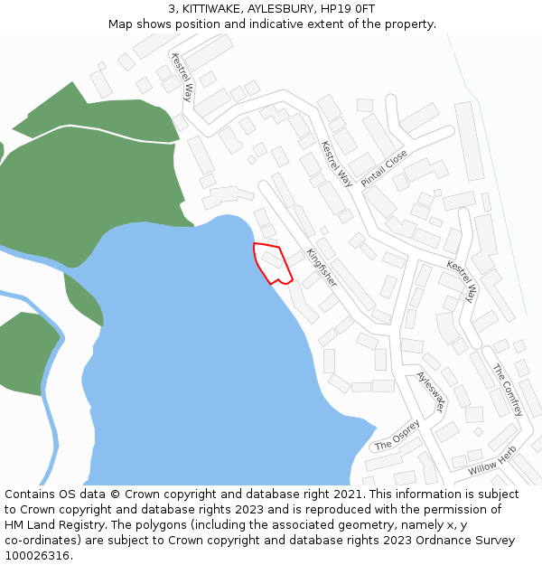 3, KITTIWAKE, AYLESBURY, HP19 0FT: Location map and indicative extent of plot