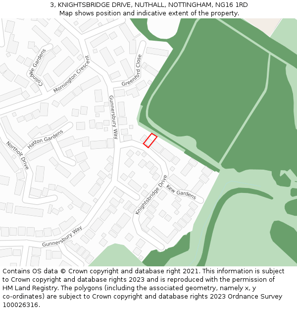 3, KNIGHTSBRIDGE DRIVE, NUTHALL, NOTTINGHAM, NG16 1RD: Location map and indicative extent of plot