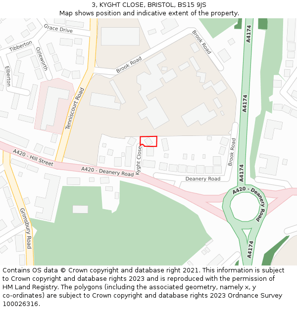 3, KYGHT CLOSE, BRISTOL, BS15 9JS: Location map and indicative extent of plot