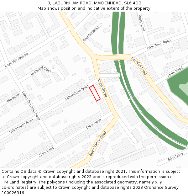 3, LABURNHAM ROAD, MAIDENHEAD, SL6 4DB: Location map and indicative extent of plot