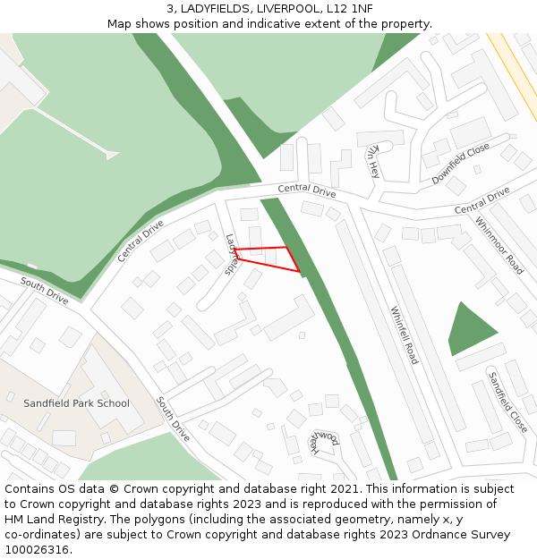 3, LADYFIELDS, LIVERPOOL, L12 1NF: Location map and indicative extent of plot