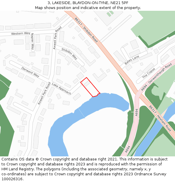 3, LAKESIDE, BLAYDON-ON-TYNE, NE21 5PF: Location map and indicative extent of plot