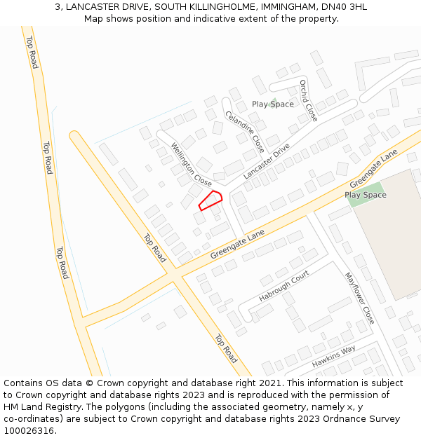 3, LANCASTER DRIVE, SOUTH KILLINGHOLME, IMMINGHAM, DN40 3HL: Location map and indicative extent of plot