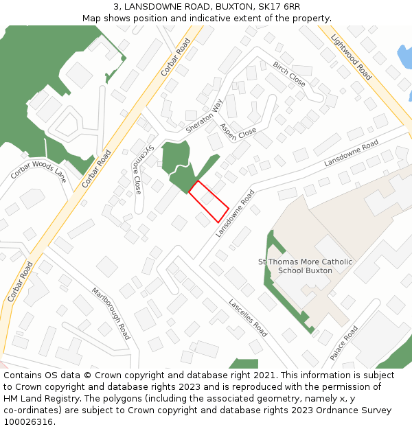 3, LANSDOWNE ROAD, BUXTON, SK17 6RR: Location map and indicative extent of plot