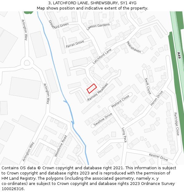 3, LATCHFORD LANE, SHREWSBURY, SY1 4YG: Location map and indicative extent of plot