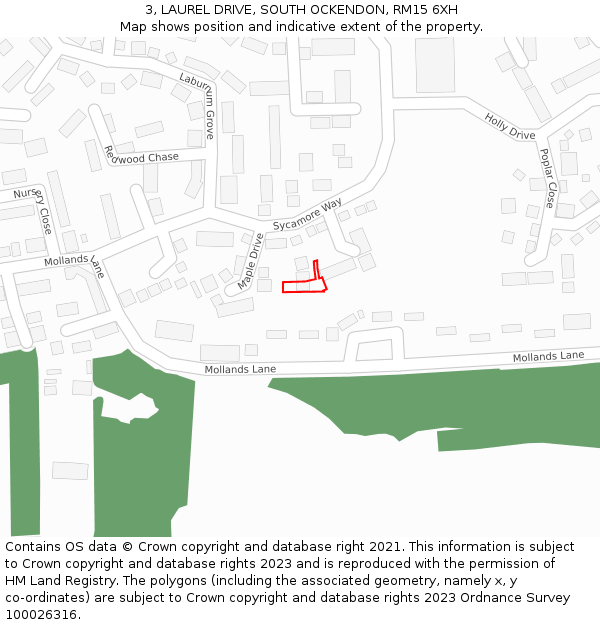 3, LAUREL DRIVE, SOUTH OCKENDON, RM15 6XH: Location map and indicative extent of plot