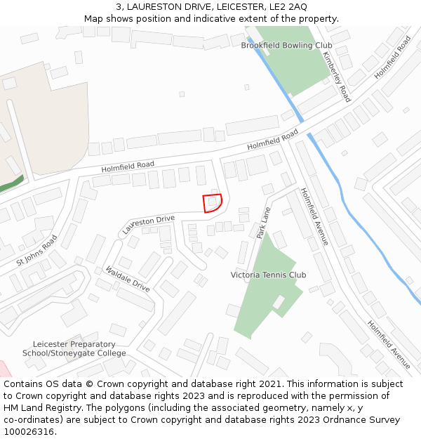 3, LAURESTON DRIVE, LEICESTER, LE2 2AQ: Location map and indicative extent of plot