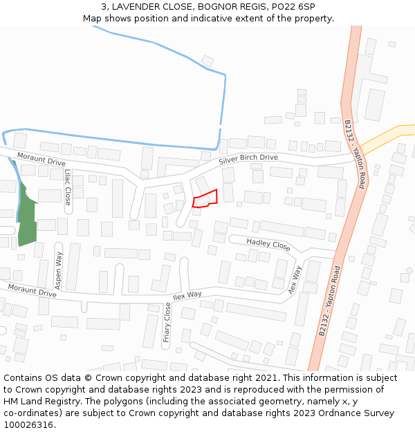 3, LAVENDER CLOSE, BOGNOR REGIS, PO22 6SP: Location map and indicative extent of plot