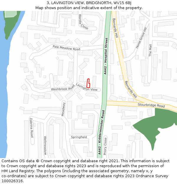 3, LAVINGTON VIEW, BRIDGNORTH, WV15 6BJ: Location map and indicative extent of plot