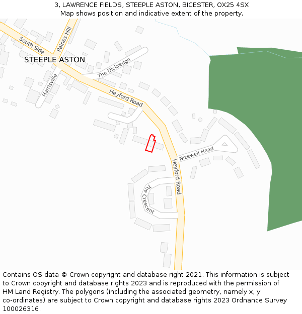 3, LAWRENCE FIELDS, STEEPLE ASTON, BICESTER, OX25 4SX: Location map and indicative extent of plot