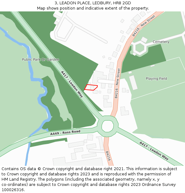 3, LEADON PLACE, LEDBURY, HR8 2GD: Location map and indicative extent of plot