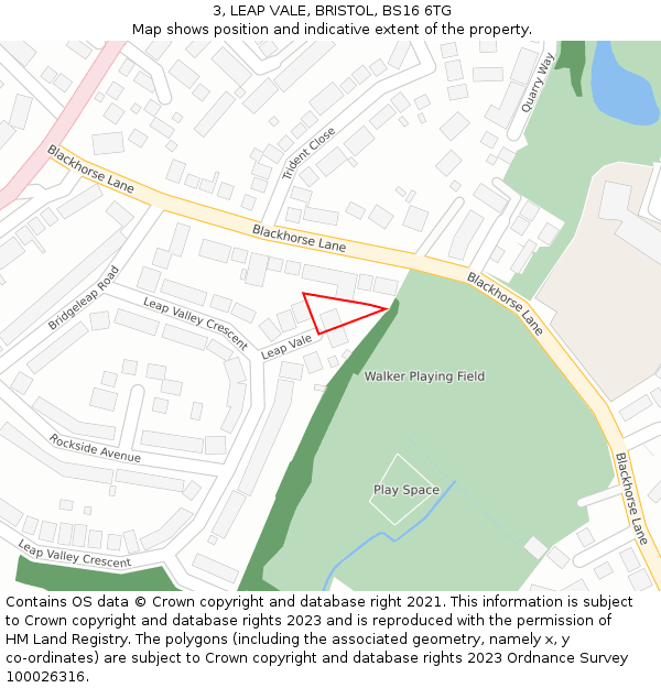 3, LEAP VALE, BRISTOL, BS16 6TG: Location map and indicative extent of plot