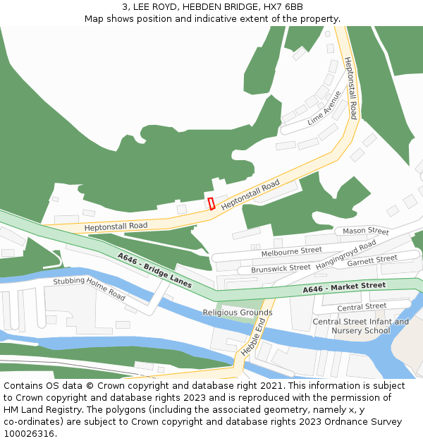 3, LEE ROYD, HEBDEN BRIDGE, HX7 6BB: Location map and indicative extent of plot