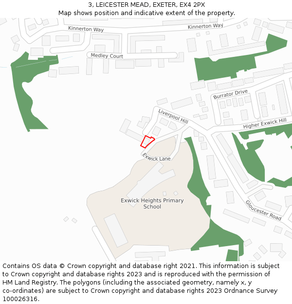 3, LEICESTER MEAD, EXETER, EX4 2PX: Location map and indicative extent of plot