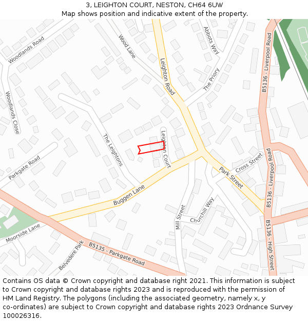 3, LEIGHTON COURT, NESTON, CH64 6UW: Location map and indicative extent of plot