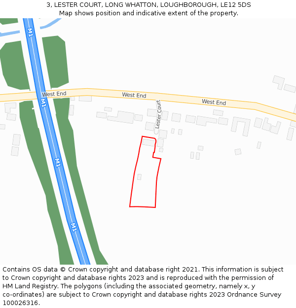 3, LESTER COURT, LONG WHATTON, LOUGHBOROUGH, LE12 5DS: Location map and indicative extent of plot