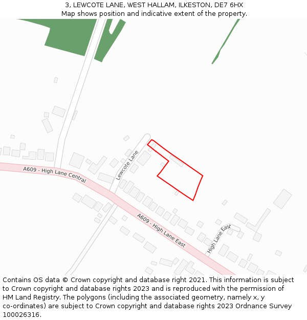 3, LEWCOTE LANE, WEST HALLAM, ILKESTON, DE7 6HX: Location map and indicative extent of plot