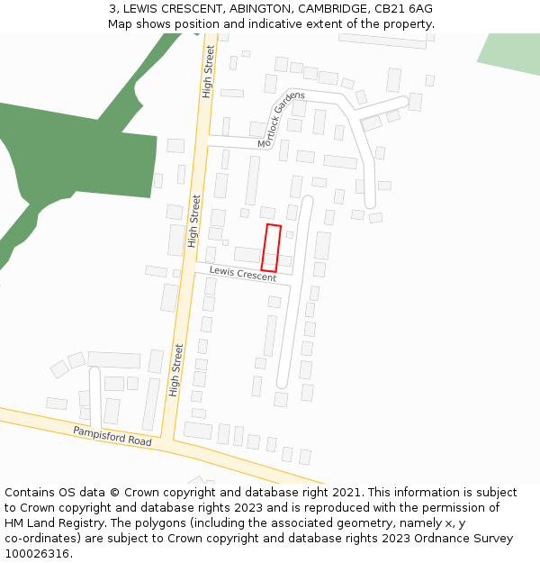 3, LEWIS CRESCENT, ABINGTON, CAMBRIDGE, CB21 6AG: Location map and indicative extent of plot