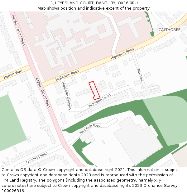 3, LEYESLAND COURT, BANBURY, OX16 9PU: Location map and indicative extent of plot