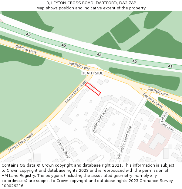 3, LEYTON CROSS ROAD, DARTFORD, DA2 7AP: Location map and indicative extent of plot