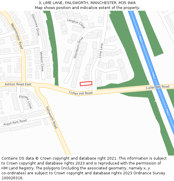 3, LIME LANE, FAILSWORTH, MANCHESTER, M35 9WA: Location map and indicative extent of plot