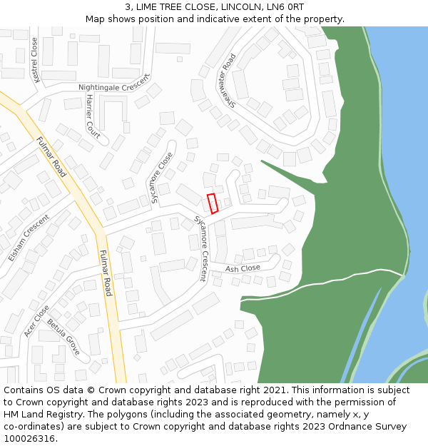 3, LIME TREE CLOSE, LINCOLN, LN6 0RT: Location map and indicative extent of plot