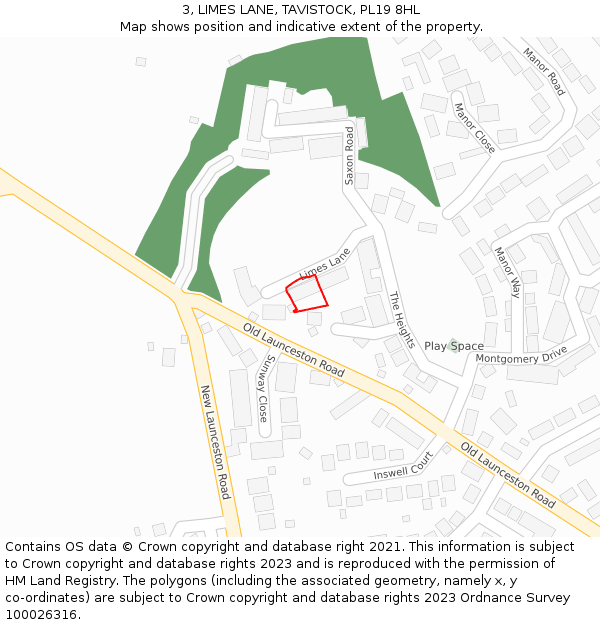 3, LIMES LANE, TAVISTOCK, PL19 8HL: Location map and indicative extent of plot