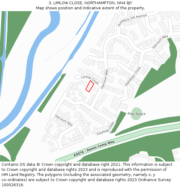 3, LIMLOW CLOSE, NORTHAMPTON, NN4 8JY: Location map and indicative extent of plot