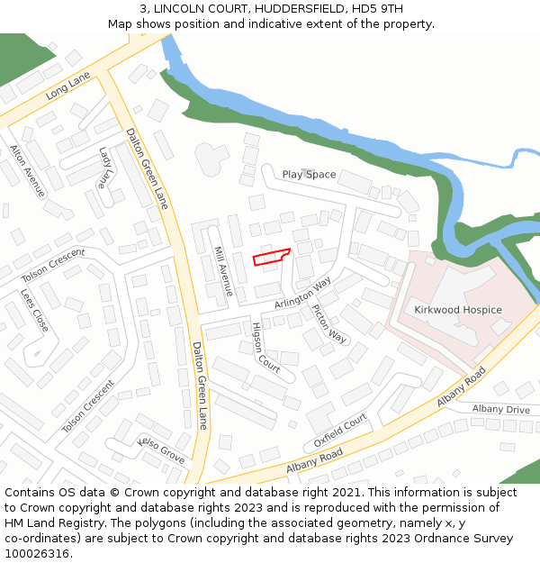 3, LINCOLN COURT, HUDDERSFIELD, HD5 9TH: Location map and indicative extent of plot