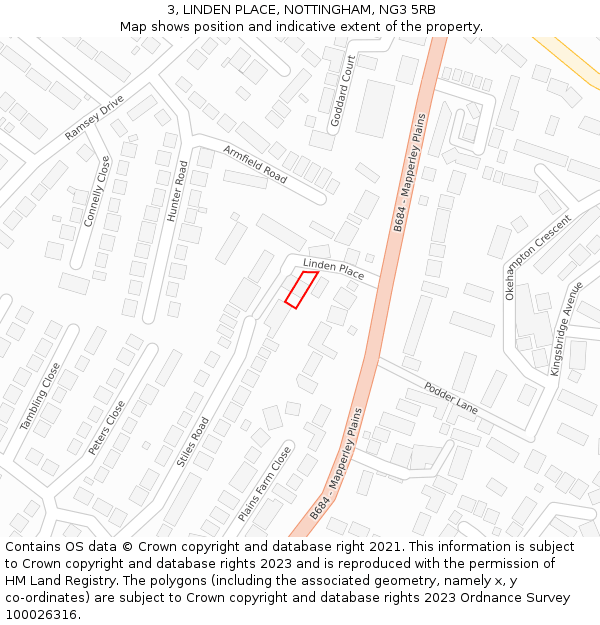 3, LINDEN PLACE, NOTTINGHAM, NG3 5RB: Location map and indicative extent of plot