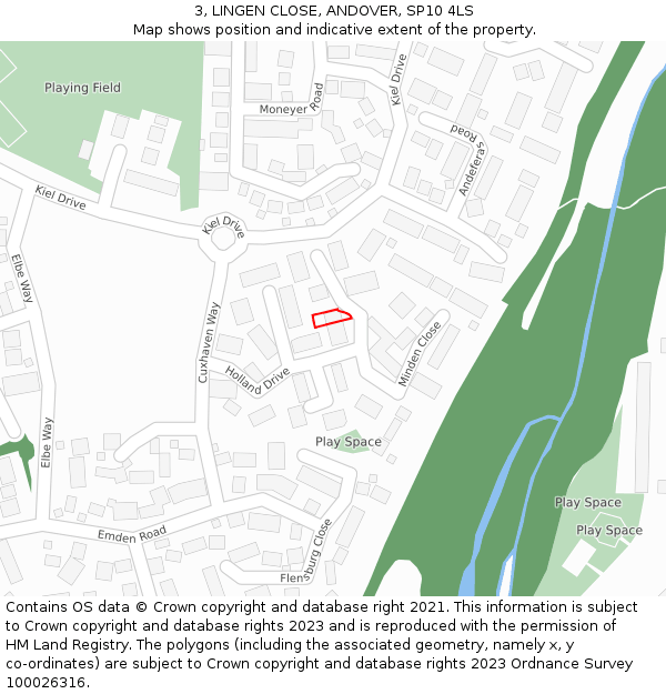 3, LINGEN CLOSE, ANDOVER, SP10 4LS: Location map and indicative extent of plot