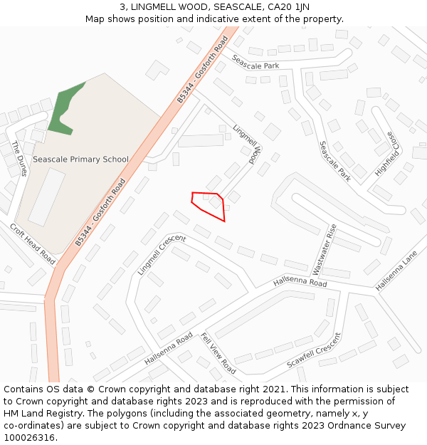 3, LINGMELL WOOD, SEASCALE, CA20 1JN: Location map and indicative extent of plot