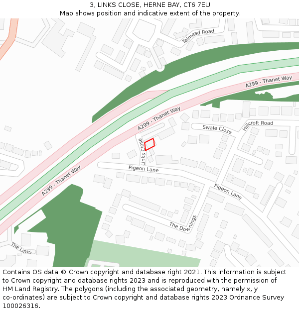 3, LINKS CLOSE, HERNE BAY, CT6 7EU: Location map and indicative extent of plot