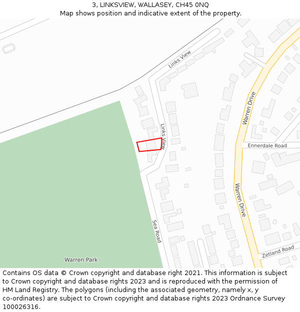 3, LINKSVIEW, WALLASEY, CH45 0NQ: Location map and indicative extent of plot