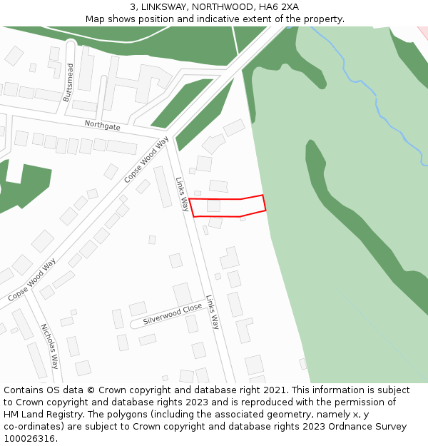 3, LINKSWAY, NORTHWOOD, HA6 2XA: Location map and indicative extent of plot