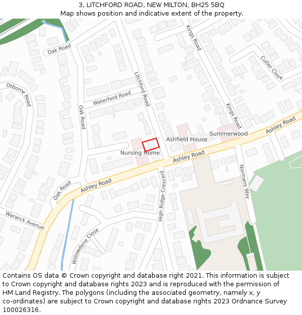 3, LITCHFORD ROAD, NEW MILTON, BH25 5BQ: Location map and indicative extent of plot