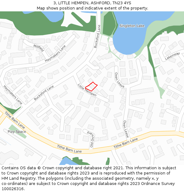 3, LITTLE HEMPEN, ASHFORD, TN23 4YS: Location map and indicative extent of plot