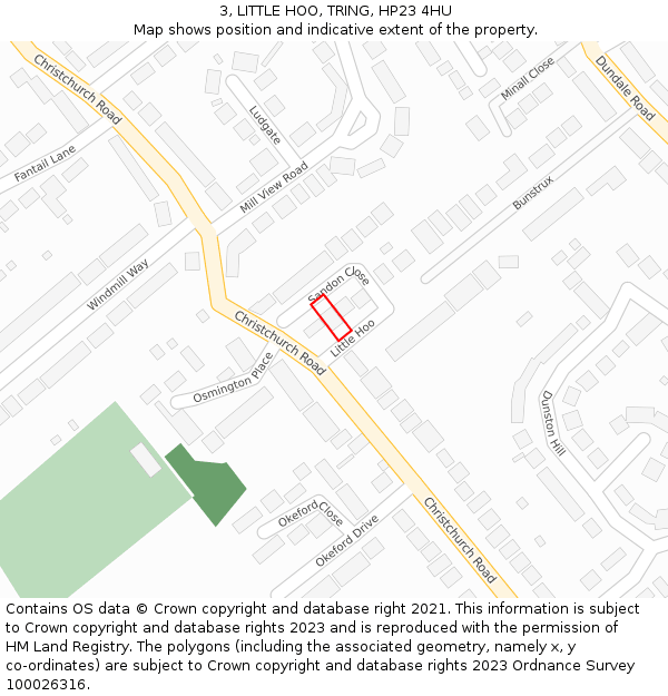 3, LITTLE HOO, TRING, HP23 4HU: Location map and indicative extent of plot