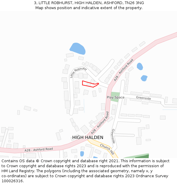 3, LITTLE ROBHURST, HIGH HALDEN, ASHFORD, TN26 3NG: Location map and indicative extent of plot