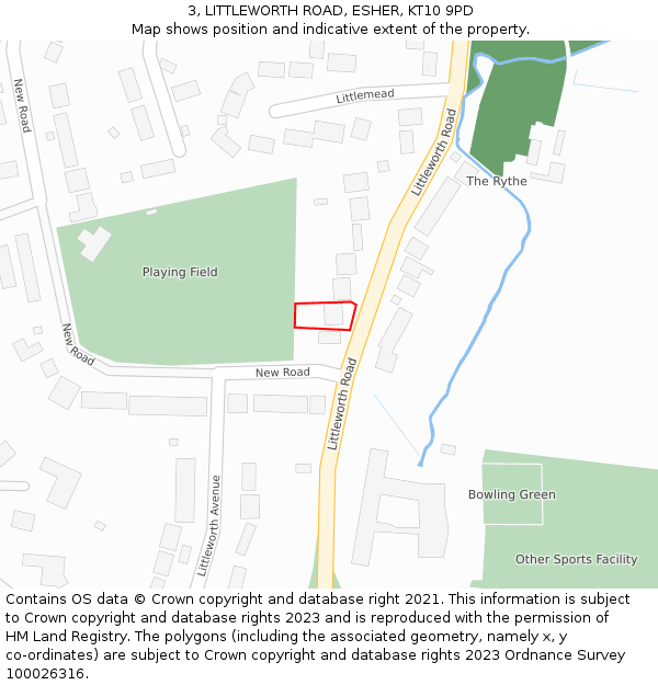 3, LITTLEWORTH ROAD, ESHER, KT10 9PD: Location map and indicative extent of plot