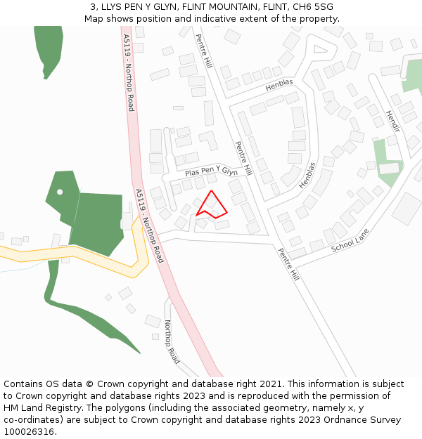 3, LLYS PEN Y GLYN, FLINT MOUNTAIN, FLINT, CH6 5SG: Location map and indicative extent of plot