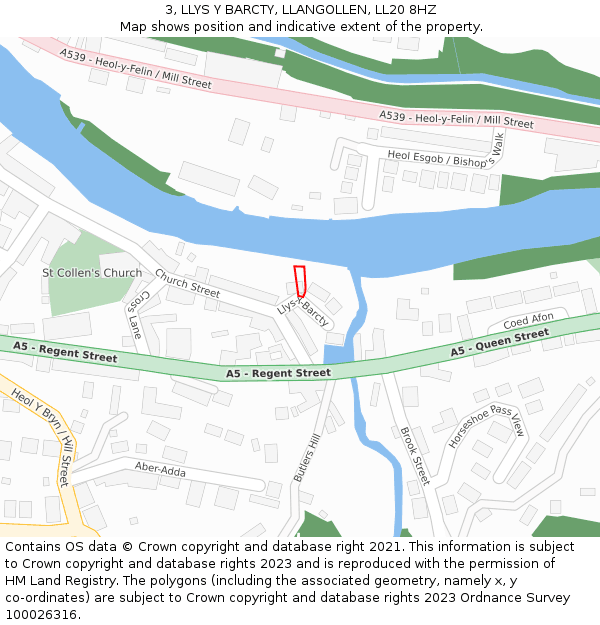 3, LLYS Y BARCTY, LLANGOLLEN, LL20 8HZ: Location map and indicative extent of plot