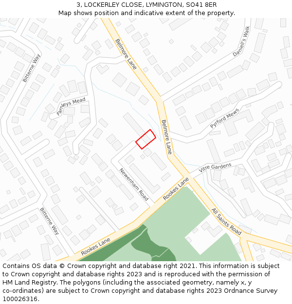 3, LOCKERLEY CLOSE, LYMINGTON, SO41 8ER: Location map and indicative extent of plot