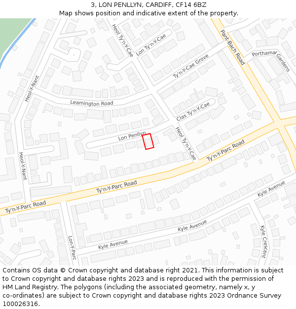 3, LON PENLLYN, CARDIFF, CF14 6BZ: Location map and indicative extent of plot