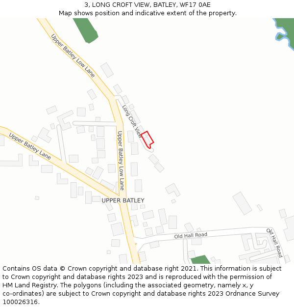 3, LONG CROFT VIEW, BATLEY, WF17 0AE: Location map and indicative extent of plot