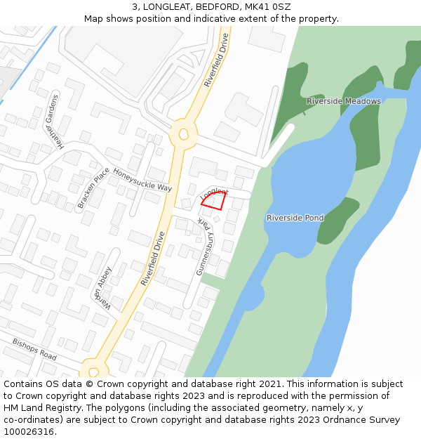 3, LONGLEAT, BEDFORD, MK41 0SZ: Location map and indicative extent of plot