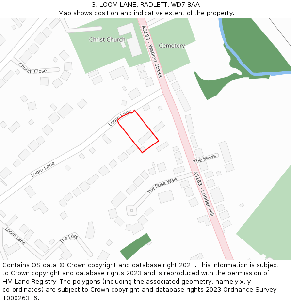 3, LOOM LANE, RADLETT, WD7 8AA: Location map and indicative extent of plot